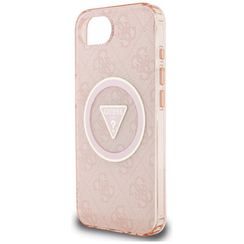 MagSafe-skal för Apple iPhone 17e / 16e, Guess, IML Glitter 4G Circle Triangle, Rosa