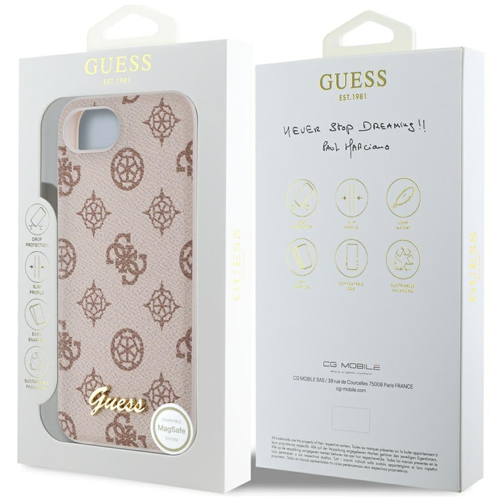 MagSafe-skal för Apple iPhone 17e / 16e, Guess, Peony Script, Brun