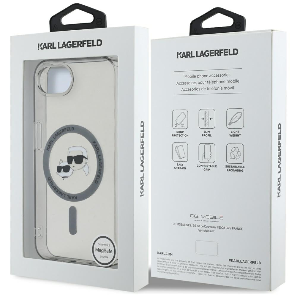 MagSafe-skal för Apple iPhone 17e / 16e, Karl Lagerfeld, IML Metal Karl & Choupette's Heads, Svart