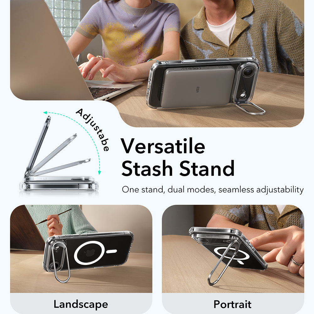 MagSafe-skal för Apple iPhone 17 Air, ESR, Classic Hybrid Kickstand, Transparent