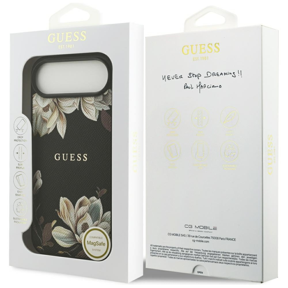 MagSafe-skal för Apple iPhone 17 Air, Guess, Grained Flowers, Svart