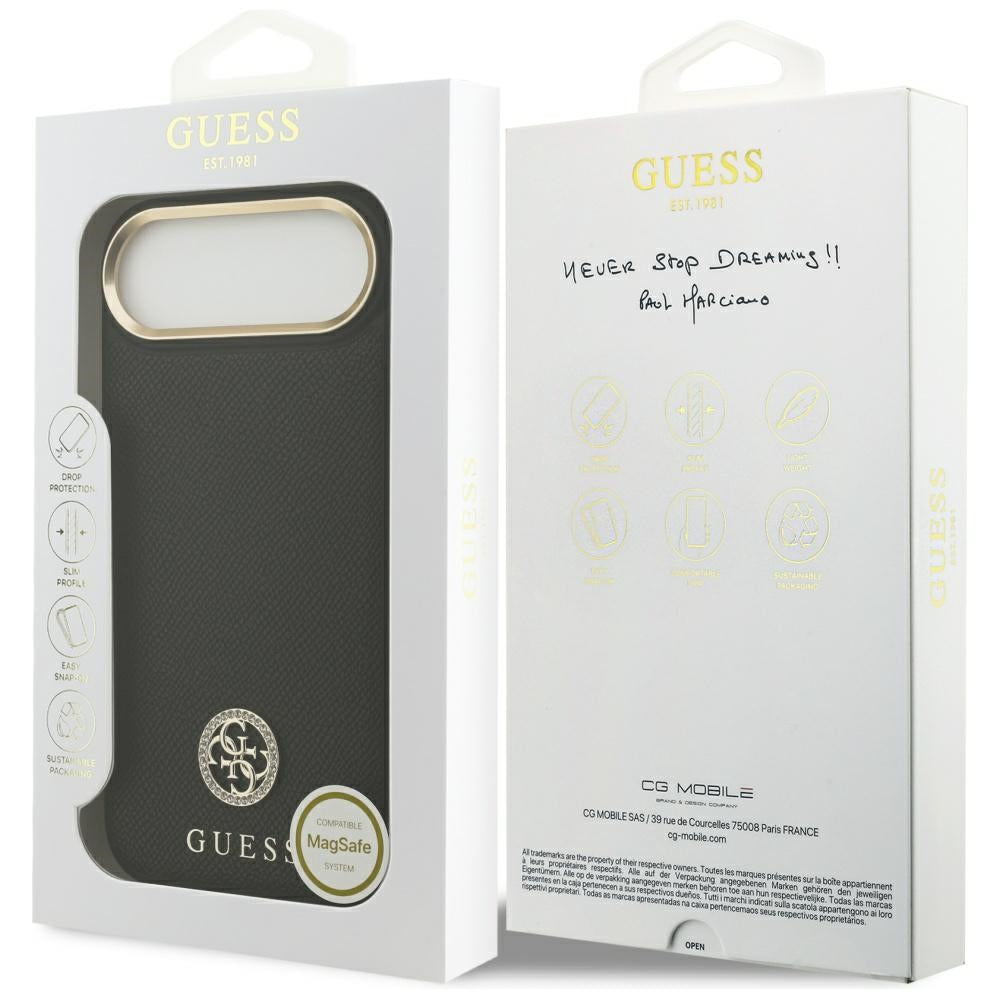 MagSafe-skal för Apple iPhone 17 Air, Guess, Grained Strass Logo, Svart