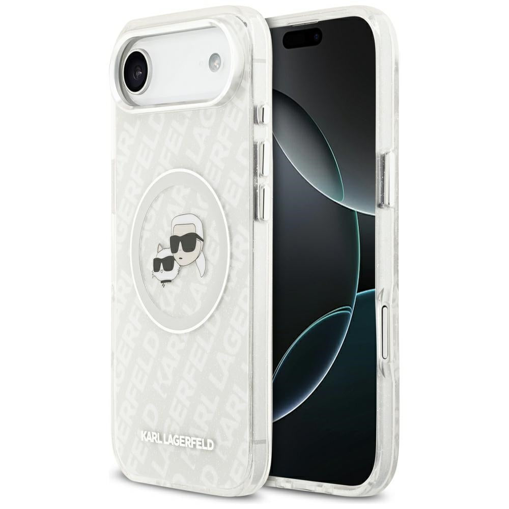 MagSafe-skal för Apple iPhone 17 Air, Karl Lagerfeld, IML Glitter Karl & Choupette's Heads, Grå