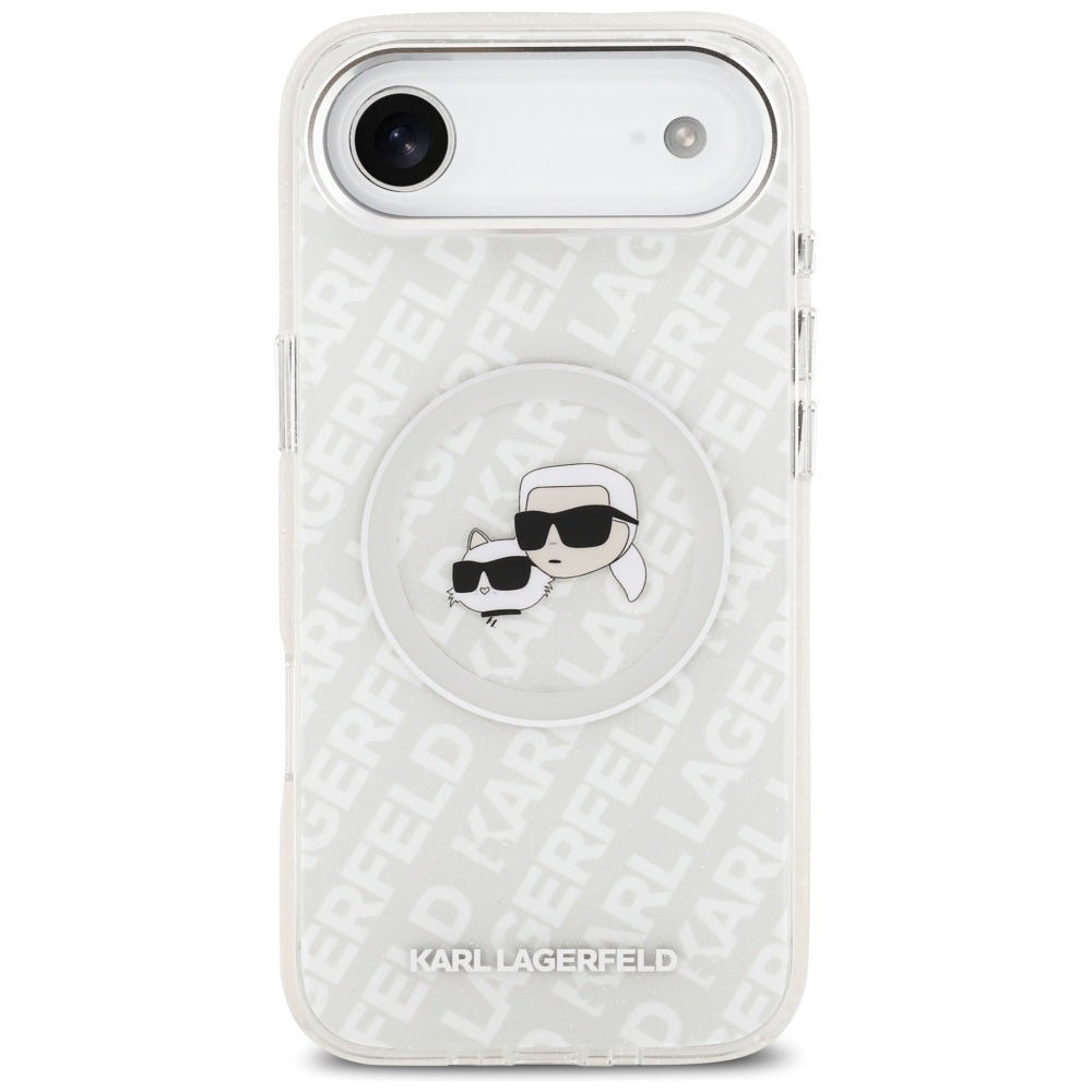 MagSafe-skal för Apple iPhone 17 Air, Karl Lagerfeld, IML Glitter Karl & Choupette's Heads, Grå