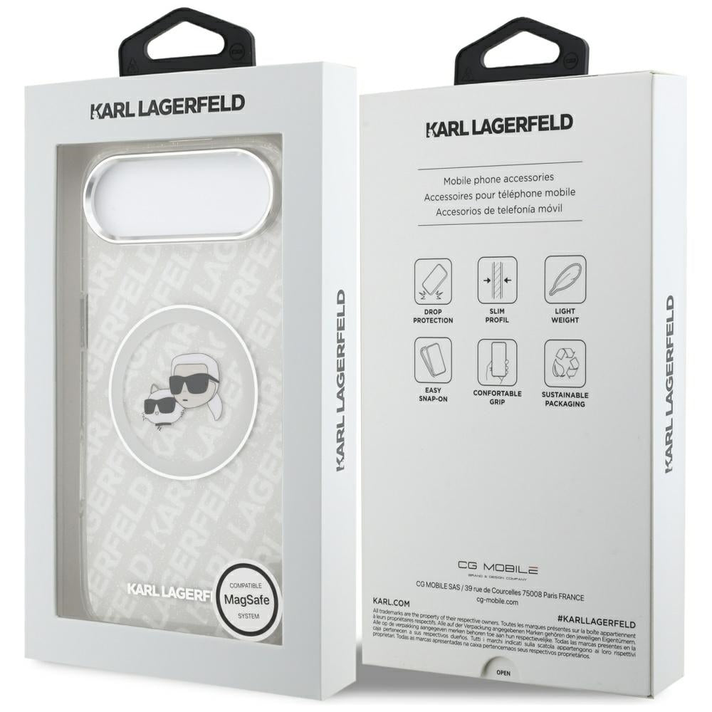 MagSafe-skal för Apple iPhone 17 Air, Karl Lagerfeld, IML Glitter Karl & Choupette's Heads, Grå