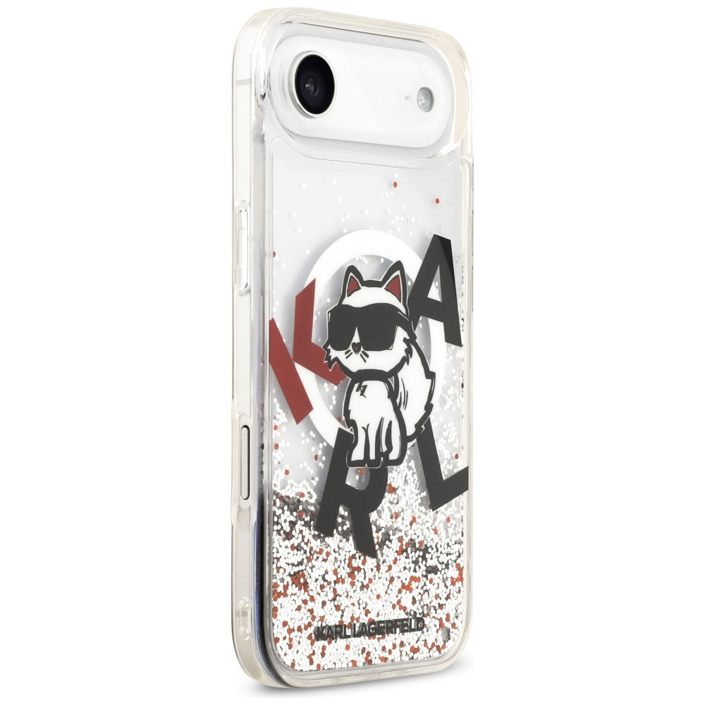MagSafe-skal för Apple iPhone 17 Air, Karl Lagerfeld, Liquid Glitter Choupette Logo, Transparent