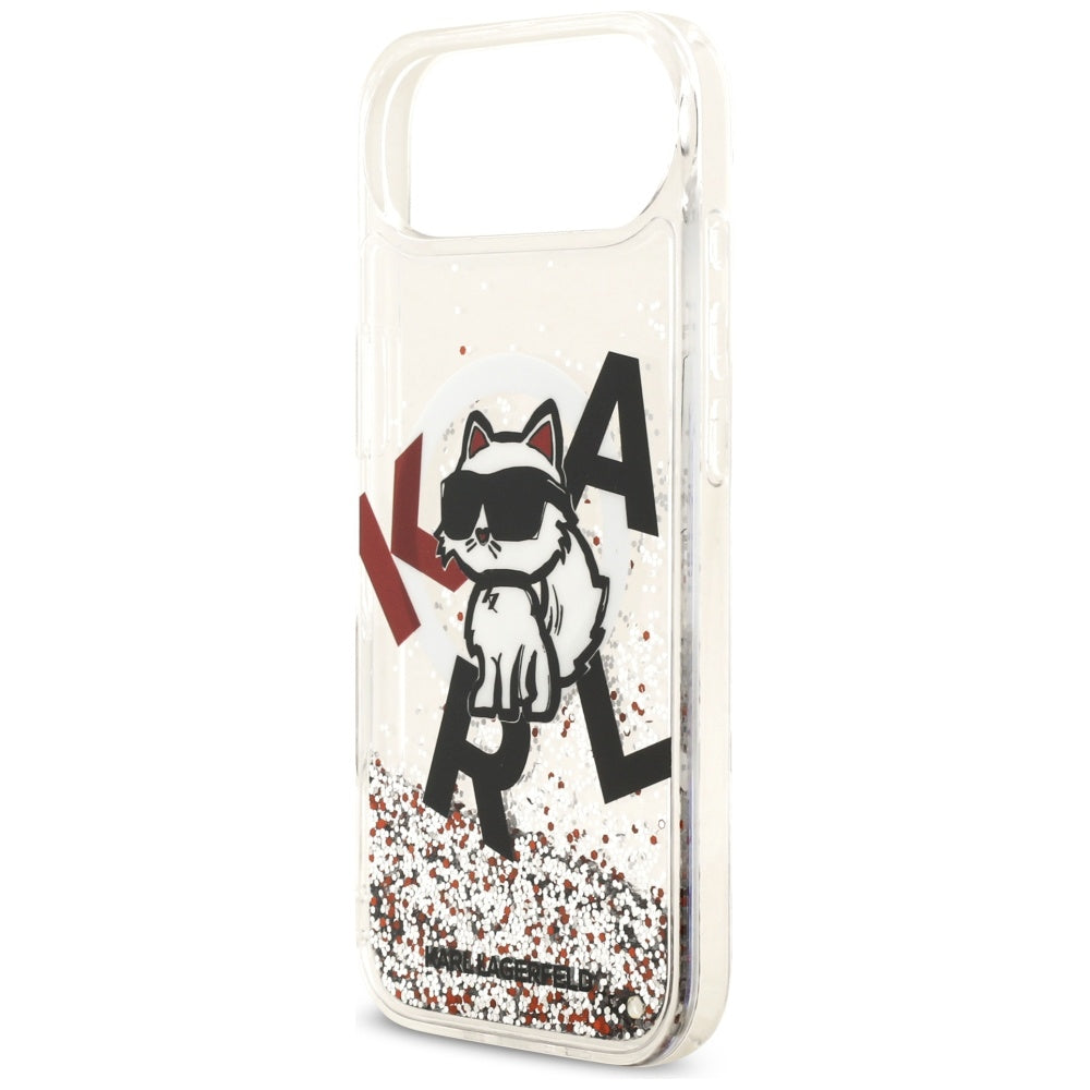 MagSafe-skal för Apple iPhone 17 Air, Karl Lagerfeld, Liquid Glitter Choupette Logo, Transparent