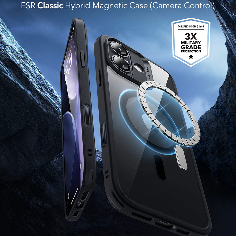 MagSafe-skal för Apple iPhone 17, ESR, Classic Hybrid, Svart Transparent