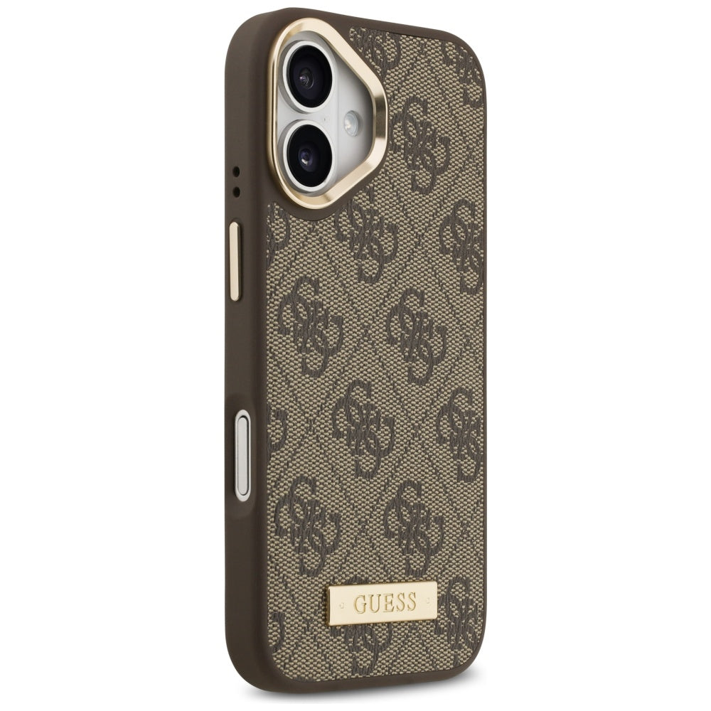 MagSafe Case for Apple iPhone 17, Guess, 4G Logo Plate, Brown