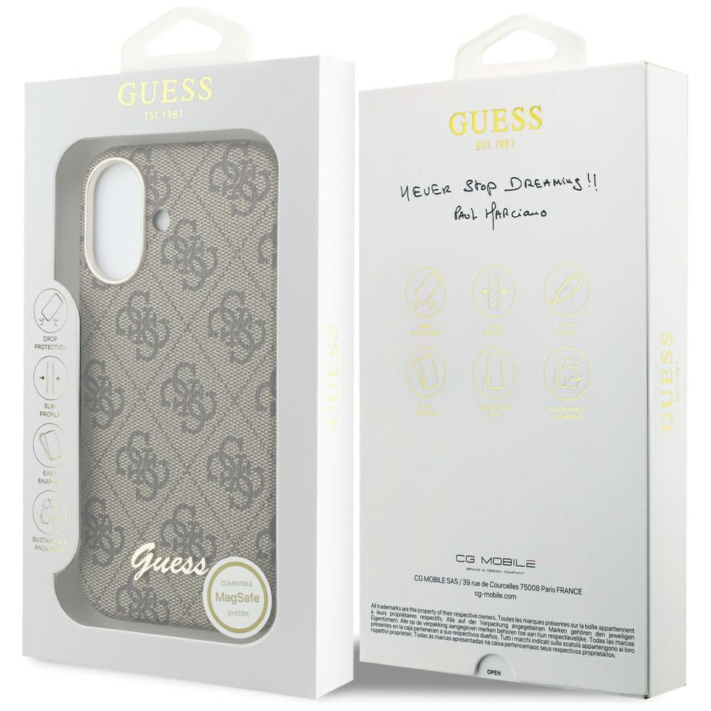MagSafe-skal för Apple iPhone 17, Guess, 4G Script Logo, Brun