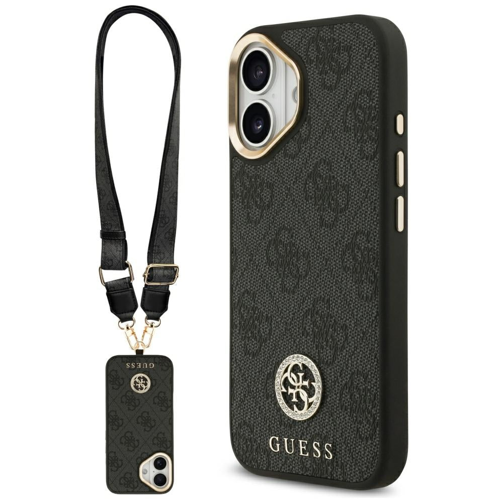 MagSafe-skal för Apple iPhone 17, Guess, 4G Strass Logo med Stor Rem, Svart