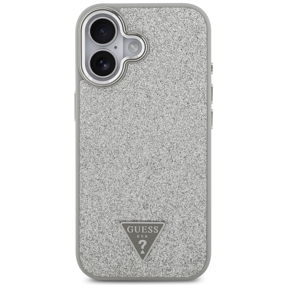 MagSafe-skal för Apple iPhone 17, Guess, Glitter Triangle Logo, Silver