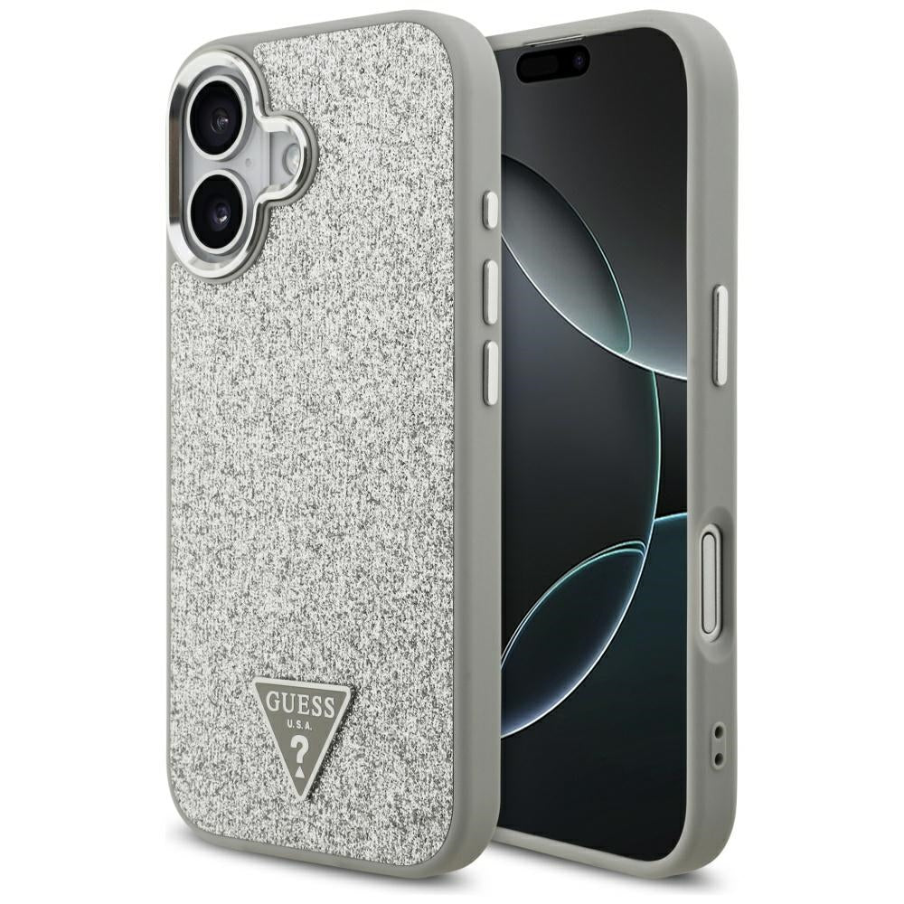 MagSafe-skal för Apple iPhone 17, Guess, Glitter Triangle Logo, Silver