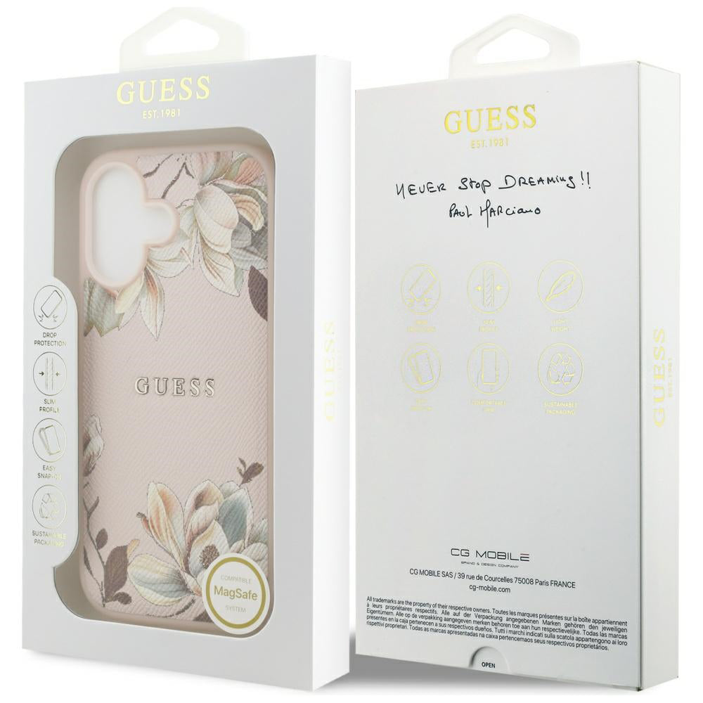 MagSafe-skal för Apple iPhone 17, Guess, Grained Flowers, Rosa