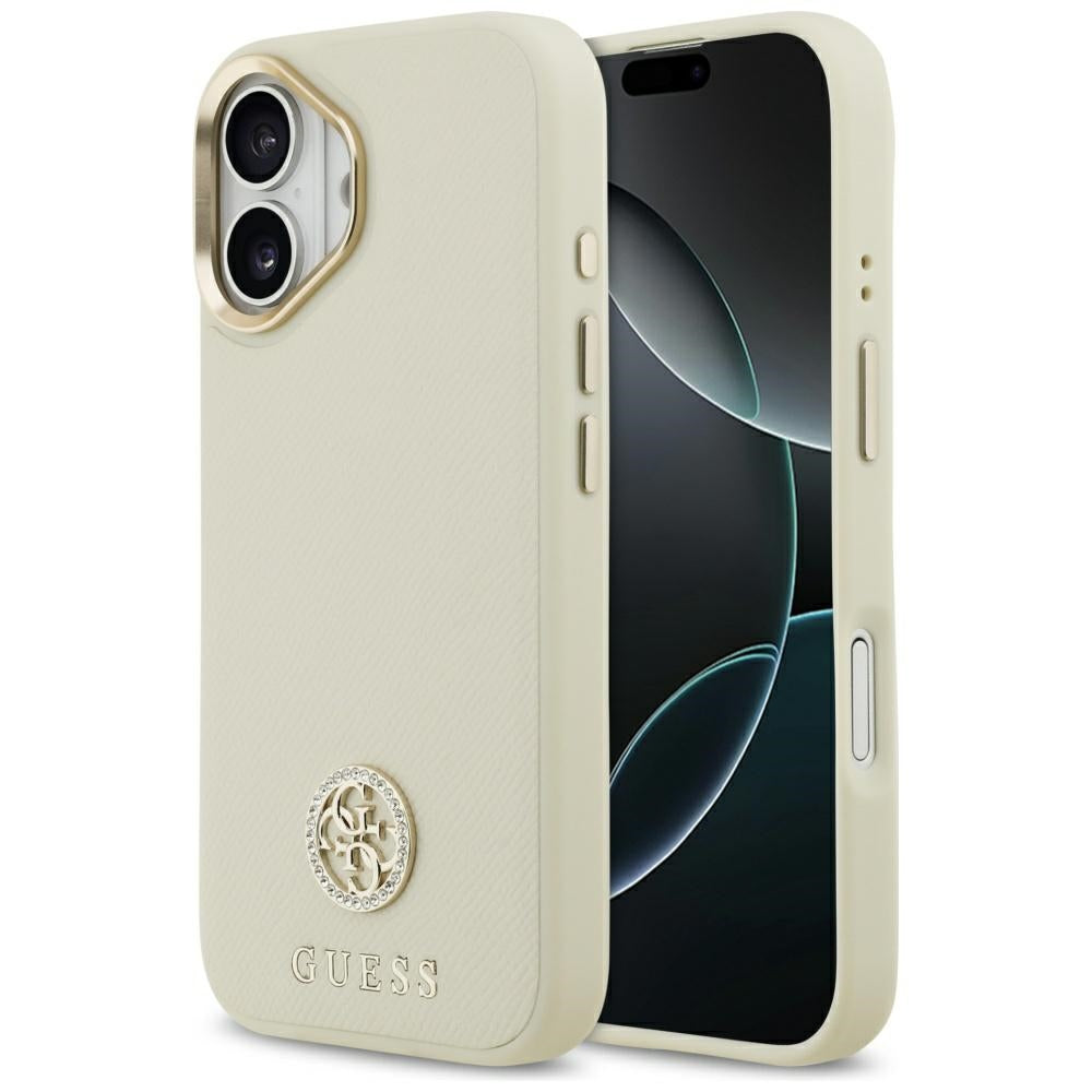 MagSafe-skal för Apple iPhone 17, Guess, Grained Strass Logo, Beige