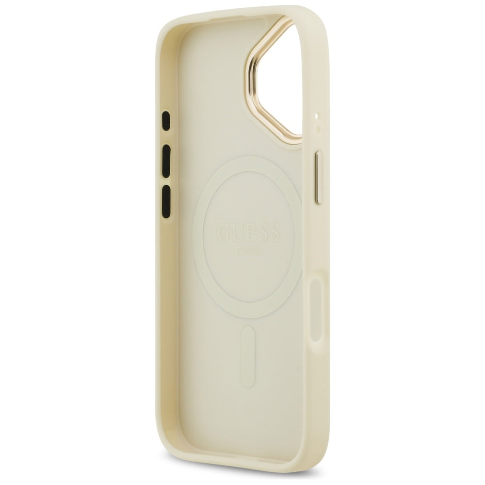 MagSafe-skal för Apple iPhone 17, Guess, Grained Strass Logo, Beige