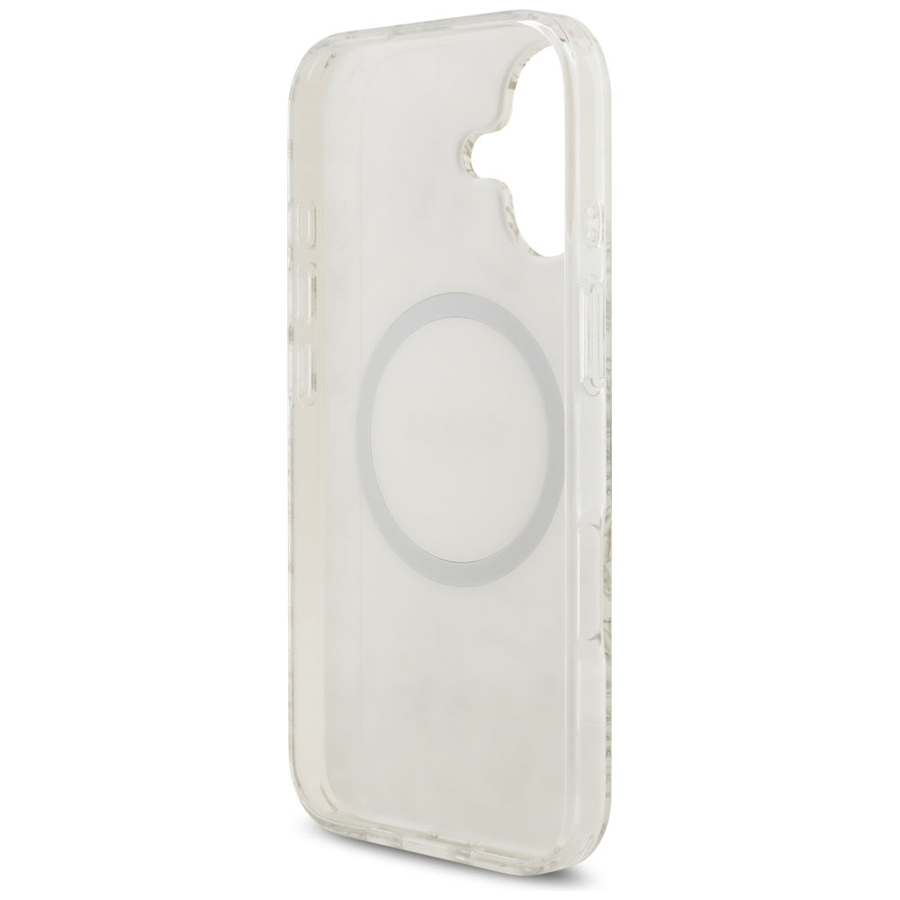 MagSafe-skal för Apple iPhone 17, Guess, IML Flowers with Pearl Strap, Vit