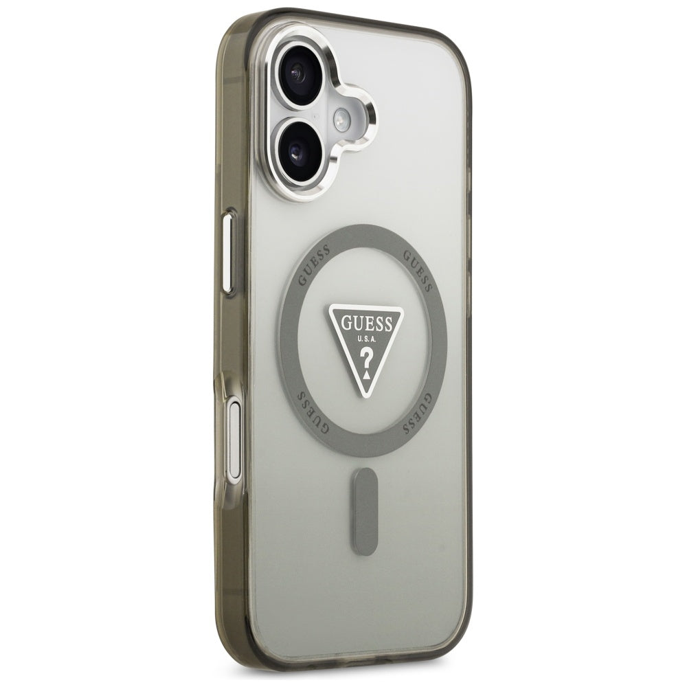 MagSafe-skal för Apple iPhone 17, Guess, IML Gradient Triangle Logo, Silver Khaki