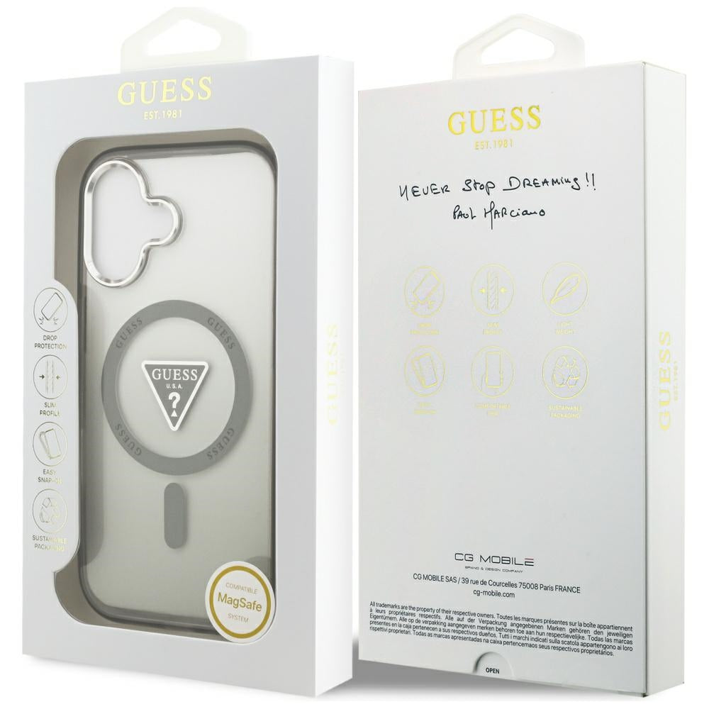 MagSafe-skal för Apple iPhone 17, Guess, IML Gradient Triangle Logo, Silver Khaki
