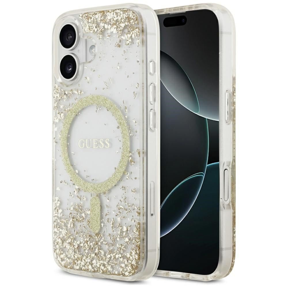 MagSafe-skal för Apple iPhone 17, Guess, Resin Bottom Glitter, Guld