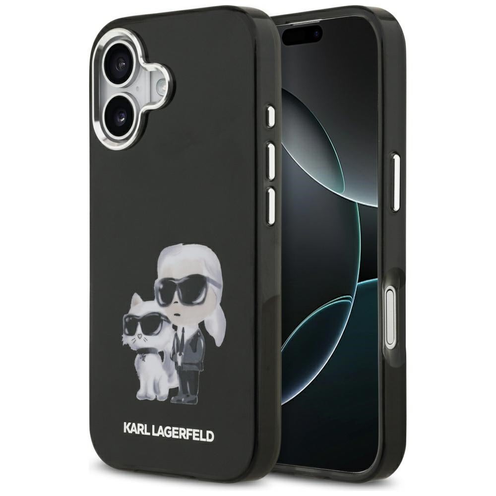 MagSafe-skal för Apple iPhone 17, Karl Lagerfeld, IML Aquarelle Logo Karl & Choupette, Svart