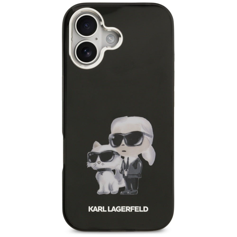MagSafe-skal för Apple iPhone 17, Karl Lagerfeld, IML Aquarelle Logo Karl & Choupette, Svart