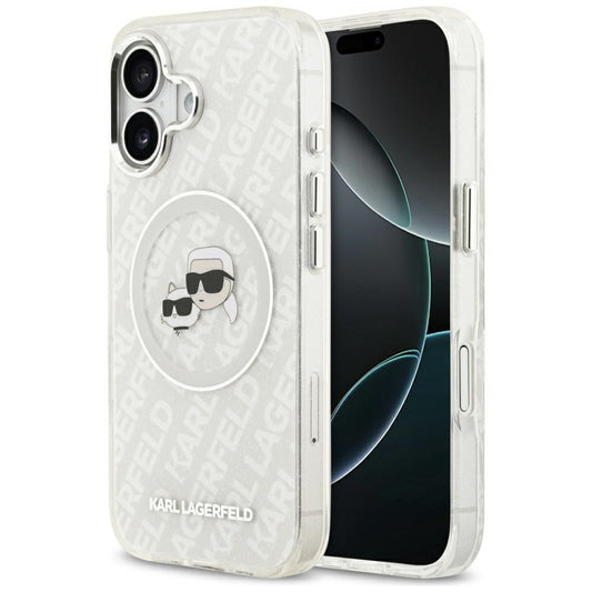 MagSafe-skal för Apple iPhone 17, Karl Lagerfeld, IML Glitter Karl & Choupette's Heads, Grå