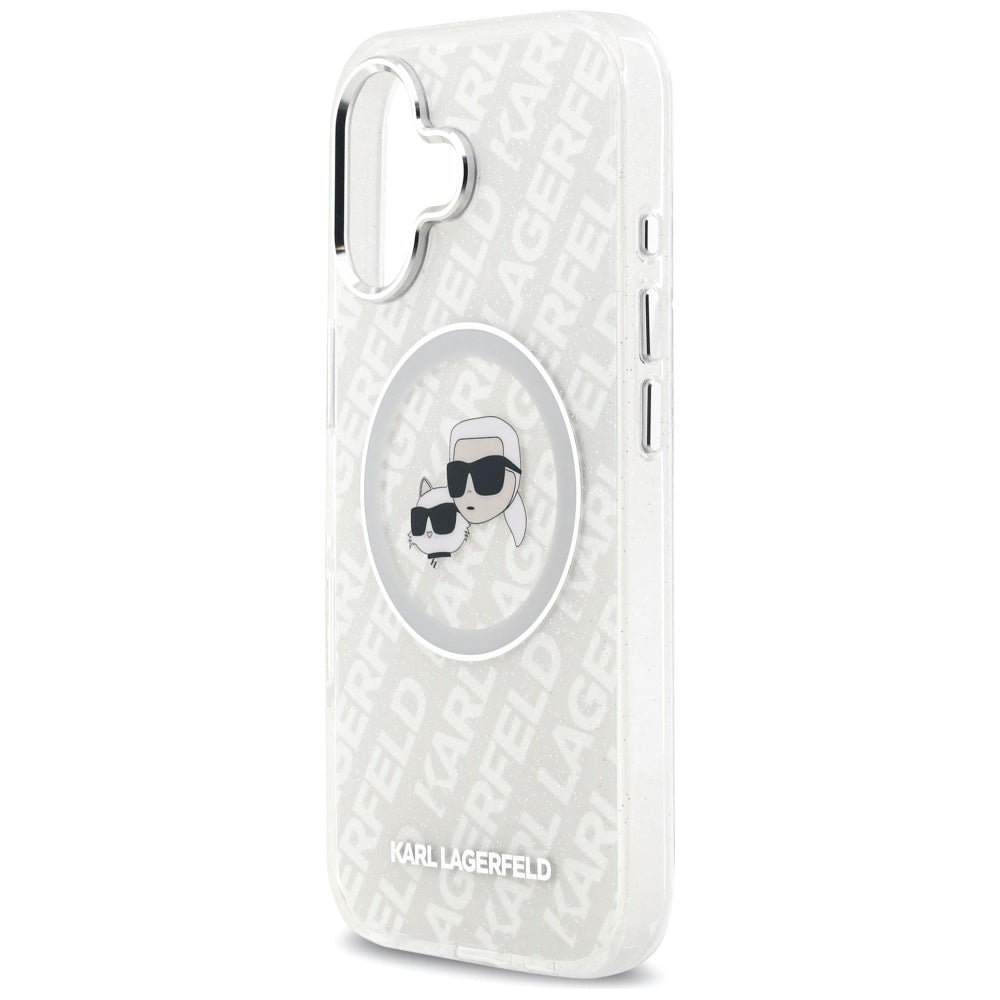 MagSafe-skal för Apple iPhone 17, Karl Lagerfeld, IML Glitter Karl & Choupette's Heads, Grå