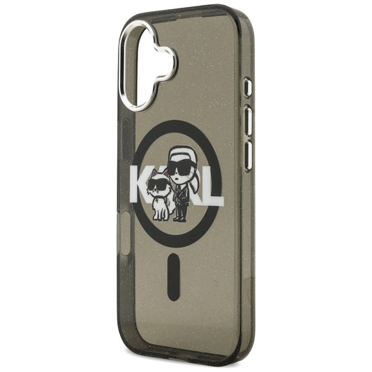 MagSafe-skal för Apple iPhone 17, Karl Lagerfeld, IML Sketch Logo Glitter Karl & Choupette, Svart