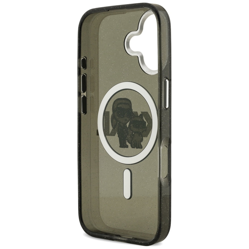 MagSafe-skal för Apple iPhone 17, Karl Lagerfeld, IML Sketch Logo Glitter Karl & Choupette, Svart