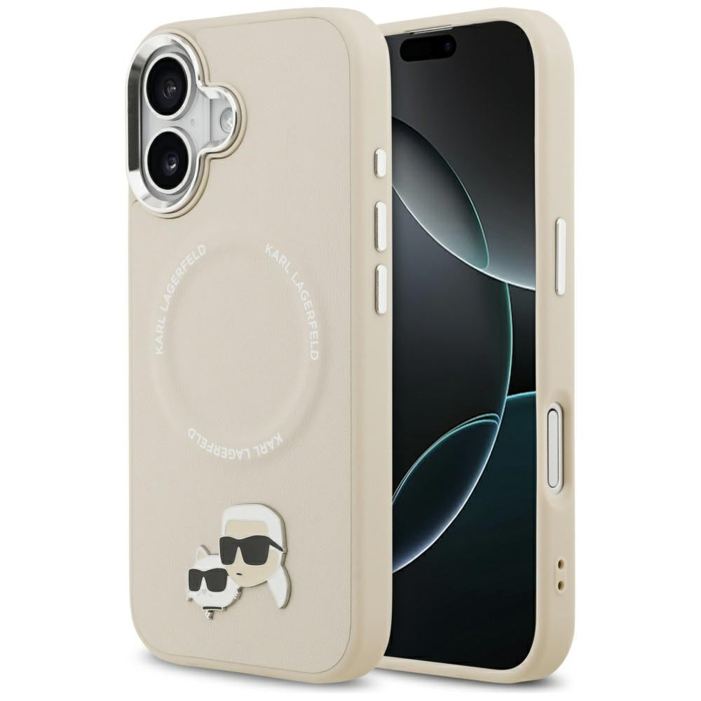 MagSafe-skal för Apple iPhone 17, Karl Lagerfeld, Karl & Choupette Pins, Beige