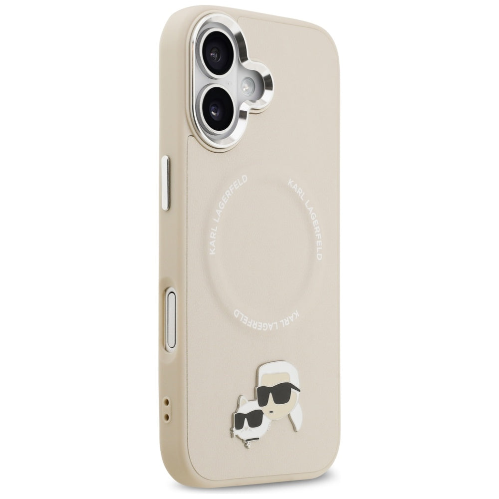 MagSafe-skal för Apple iPhone 17, Karl Lagerfeld, Karl & Choupette Pins, Beige