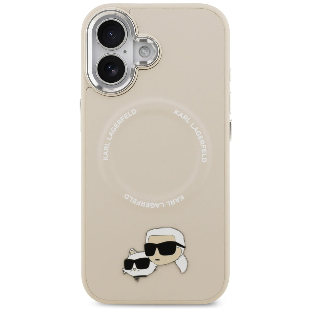 MagSafe-skal för Apple iPhone 17, Karl Lagerfeld, Karl & Choupette Pins, Beige