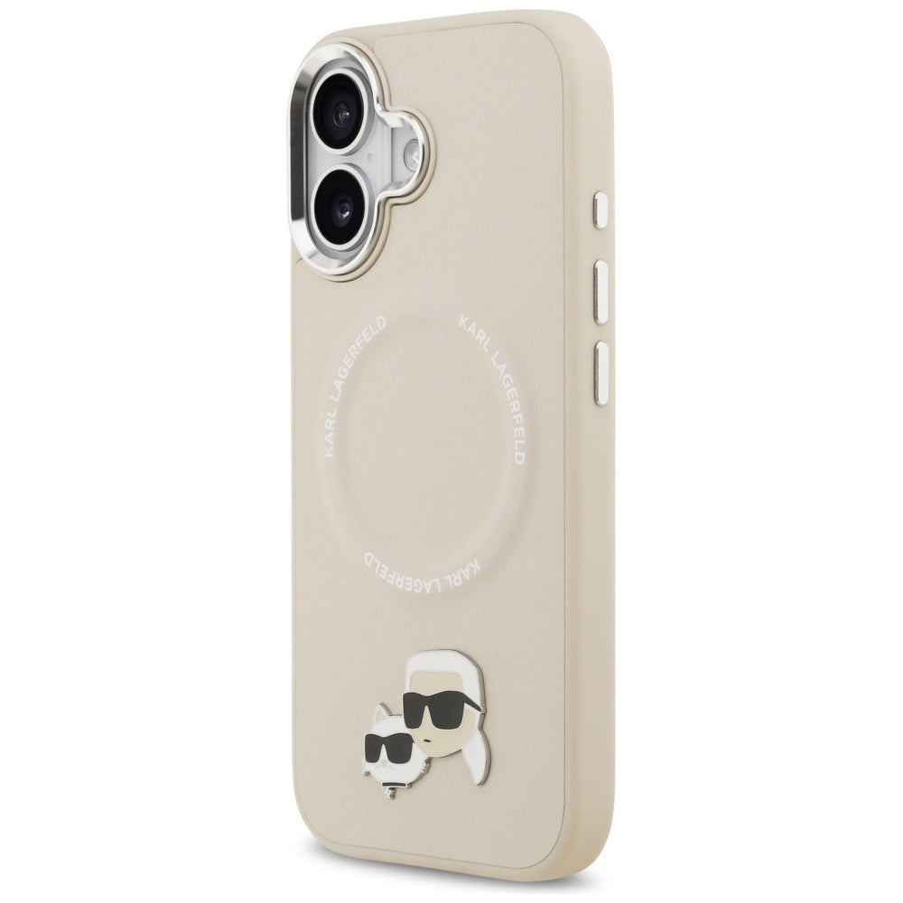 MagSafe-skal för Apple iPhone 17, Karl Lagerfeld, Karl & Choupette Pins, Beige