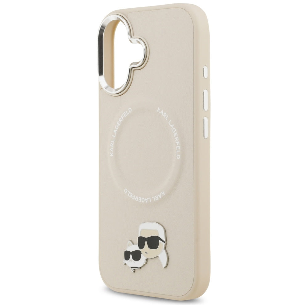 MagSafe-skal för Apple iPhone 17, Karl Lagerfeld, Karl & Choupette Pins, Beige