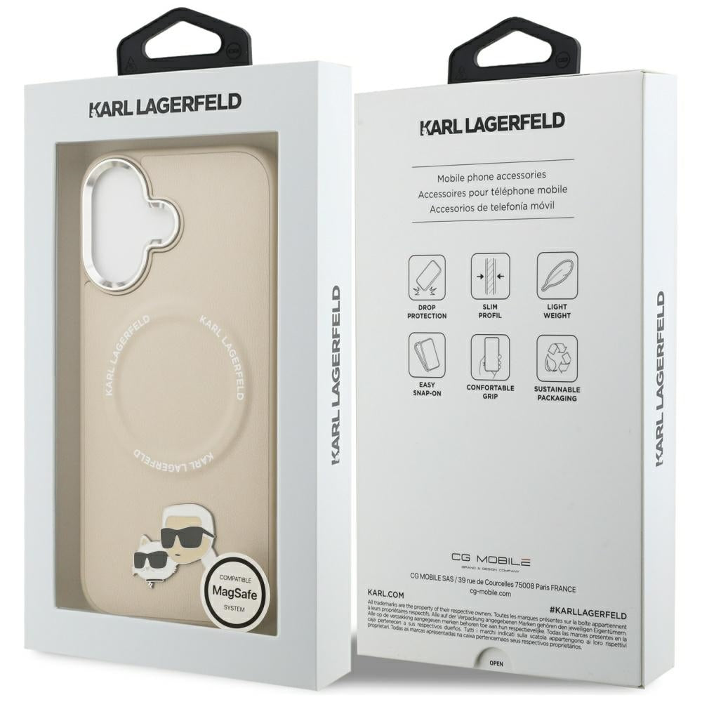 MagSafe-skal för Apple iPhone 17, Karl Lagerfeld, Karl & Choupette Pins, Beige