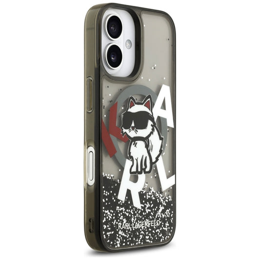 MagSafe-skal för Apple iPhone 17, Karl Lagerfeld, Liquid Glitter Logo Choupette, Svart