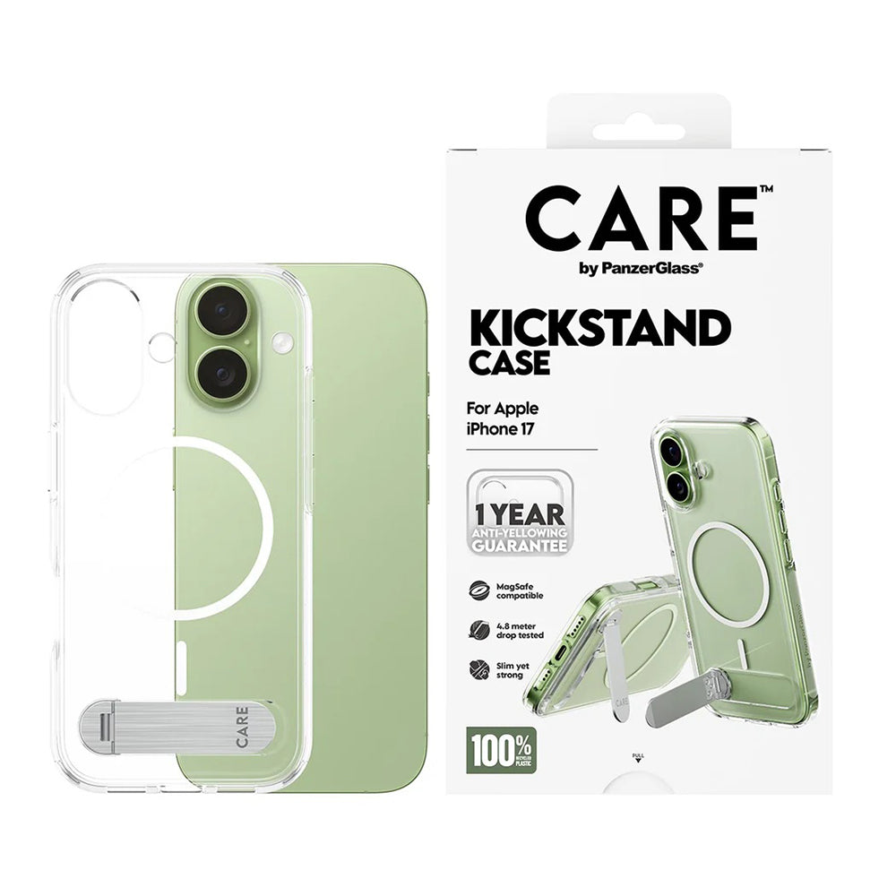MagSafe-skal för Apple iPhone 17, PanzerGlass, Care Feature Kickstand, Transparent