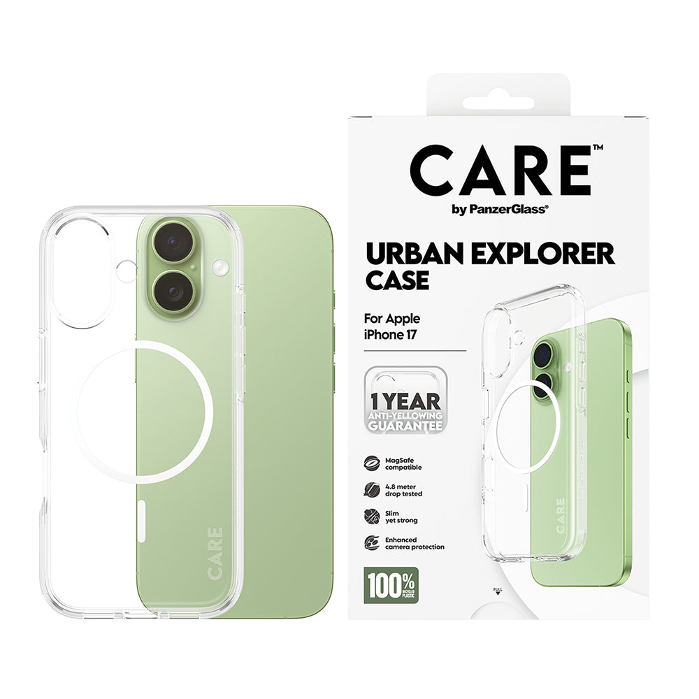 MagSafe-skal för Apple iPhone 17, PanzerGlass, Care Urban Explorer, Transparent Vit