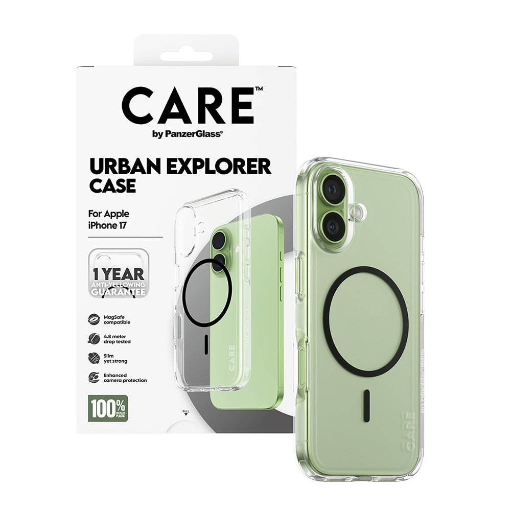 MagSafe-skal för Apple iPhone 17, PanzerGlass, Care Urban Explorer, Svart Transparent