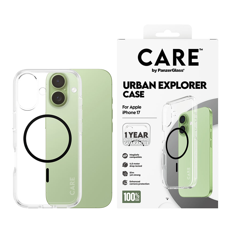 MagSafe-skal för Apple iPhone 17, PanzerGlass, Care Urban Explorer, Svart Transparent