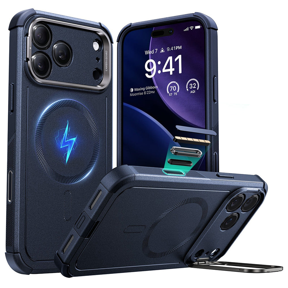 MagSafe-skal för Apple iPhone 17 Pro, ESR, Cyber Armor Kickstand, Blå