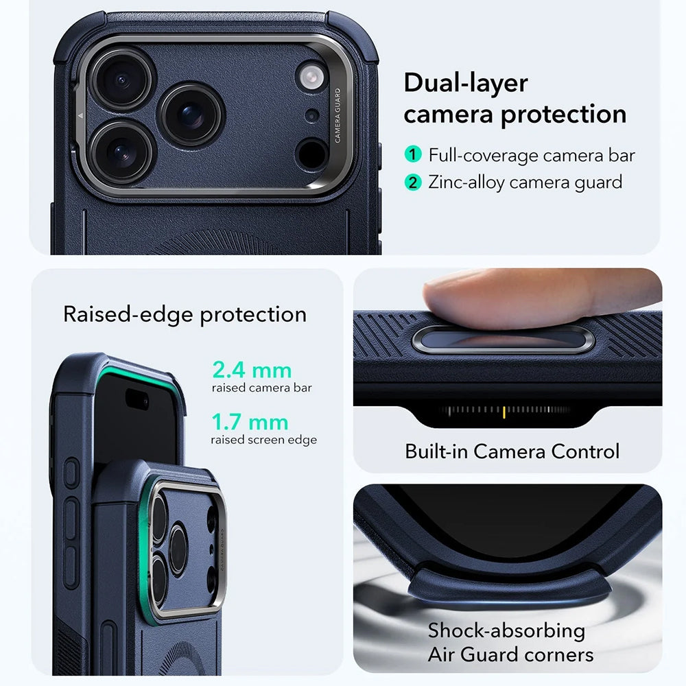 MagSafe-skal för Apple iPhone 17 Pro, ESR, Cyber Armor Kickstand, Blå
