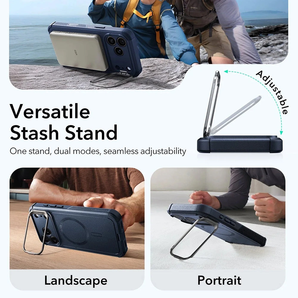 MagSafe-skal för Apple iPhone 17 Pro, ESR, Cyber Armor Kickstand, Blå