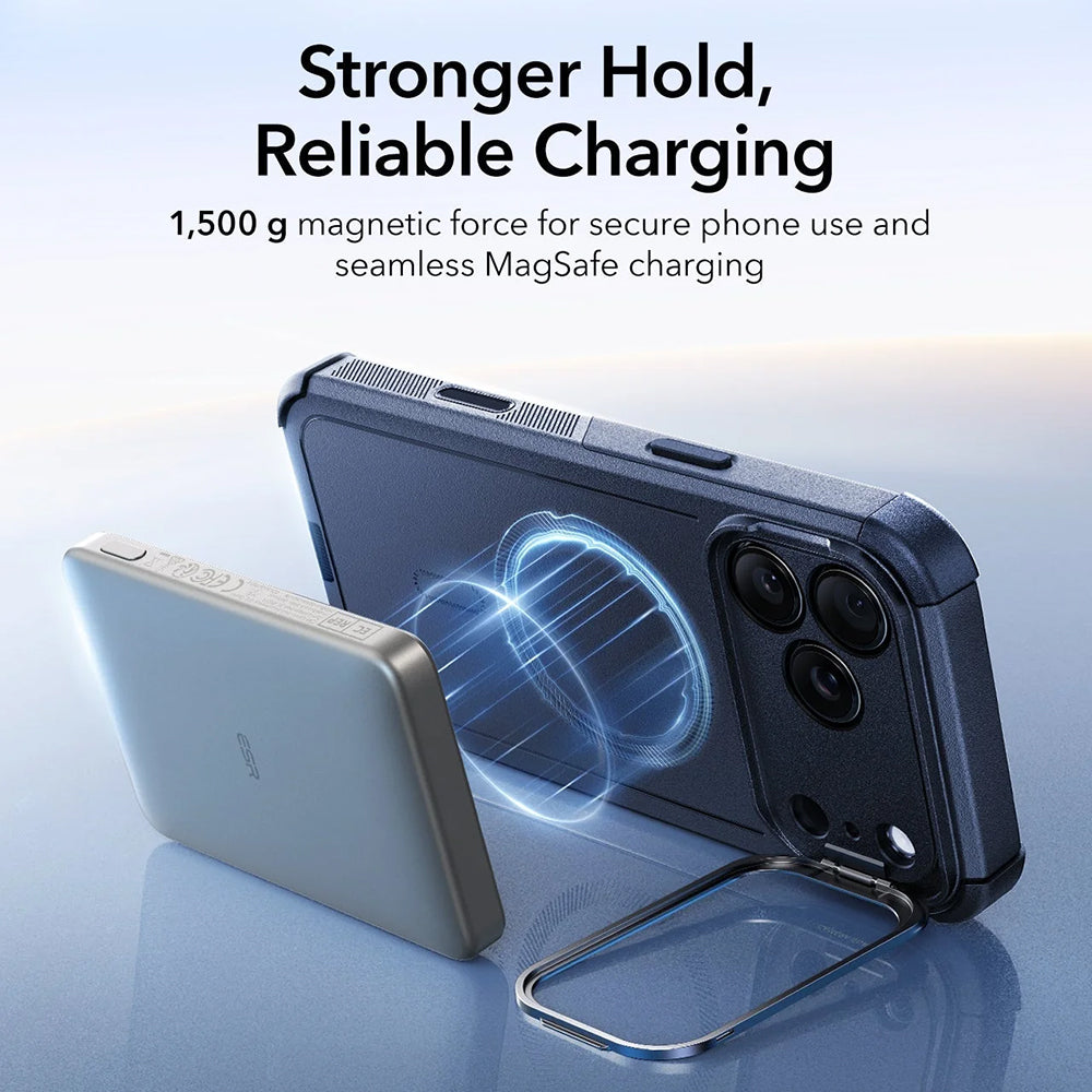 MagSafe-skal för Apple iPhone 17 Pro, ESR, Cyber Armor Kickstand, Blå