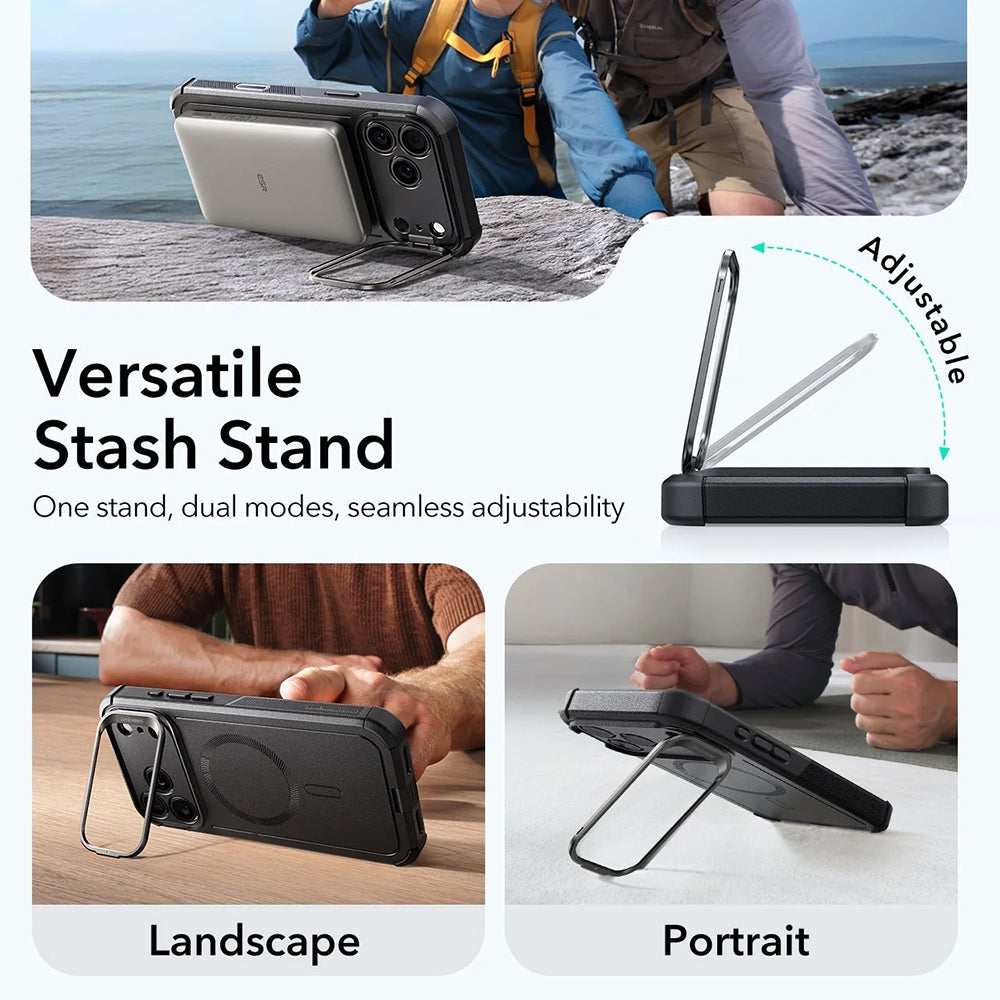 MagSafe-skal för Apple iPhone 17 Pro, ESR, Cyber Armor Kickstand, Svart