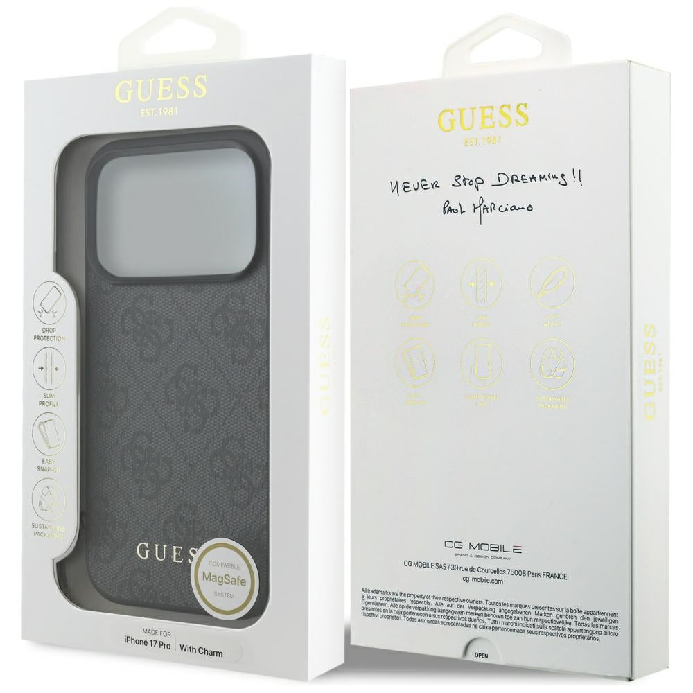 MagSafe-fodral för Apple iPhone 17 Pro, Guess, 4G Charm Cradle, Svart