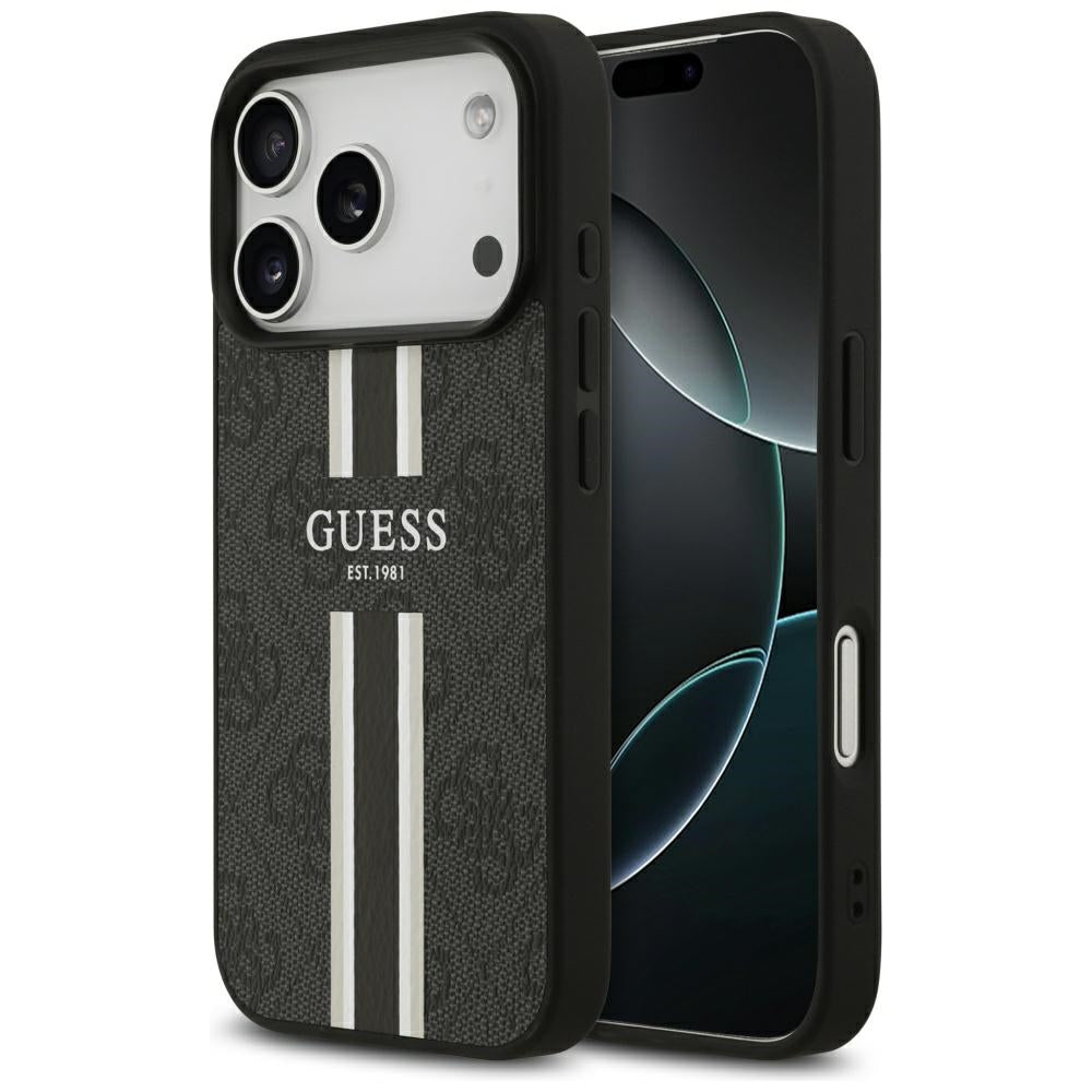 MagSafe-skal för Apple iPhone 17 Pro, Guess, 4G Printed Stripes, Svart