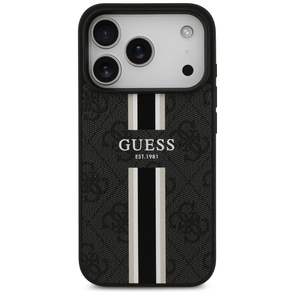 MagSafe-skal för Apple iPhone 17 Pro, Guess, 4G Printed Stripes, Svart