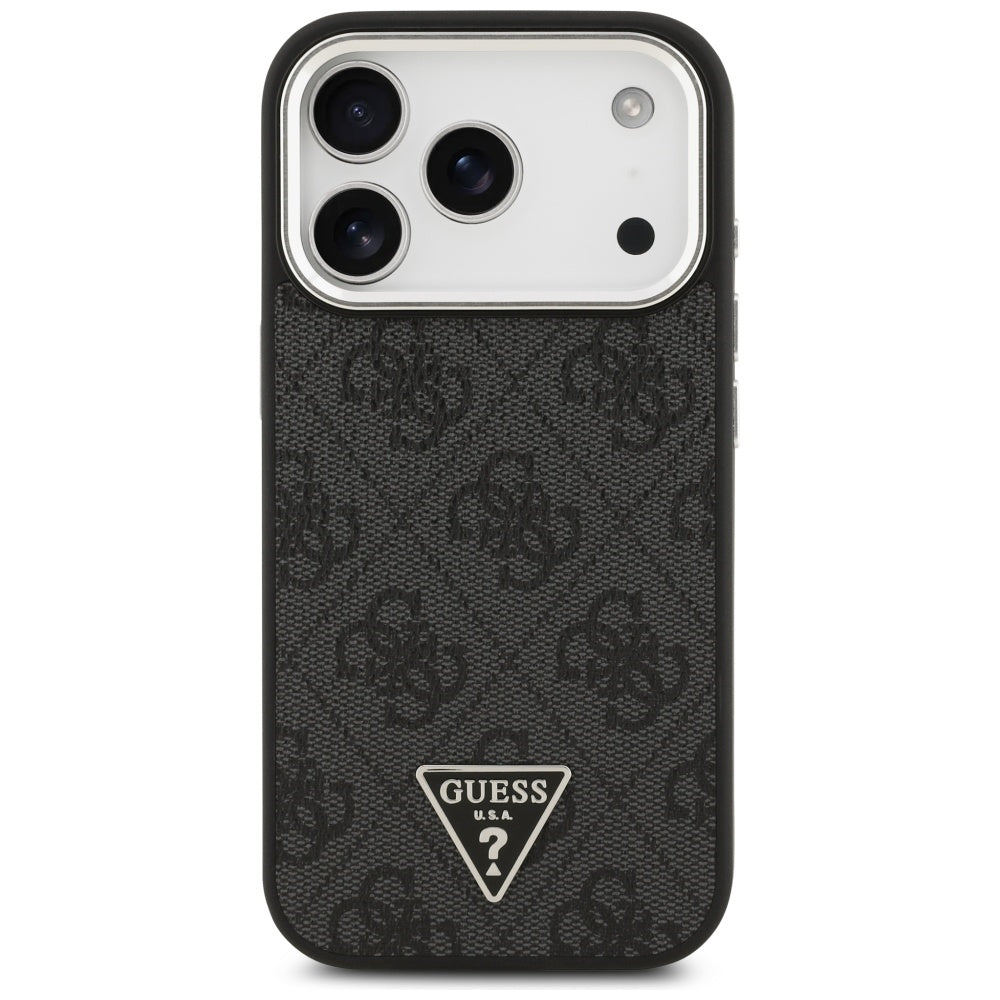 MagSafe Case for Apple iPhone 17 Pro, Guess, 4G Triangle Logo, Black Silver
